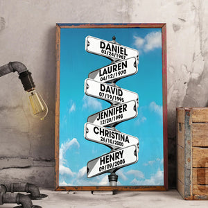 Father's Day Gift For Dad & Grandpa – Personalized Blended Family Names Street Sign Canvas Print