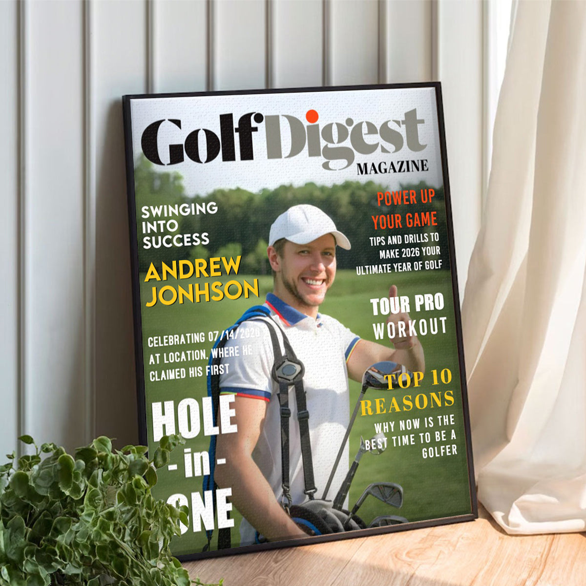 Golf Digest Magazine Personalized Canvas, Custom Golfer Magazines Photo, Unique Gift For Golfer, Golf Digest Gift