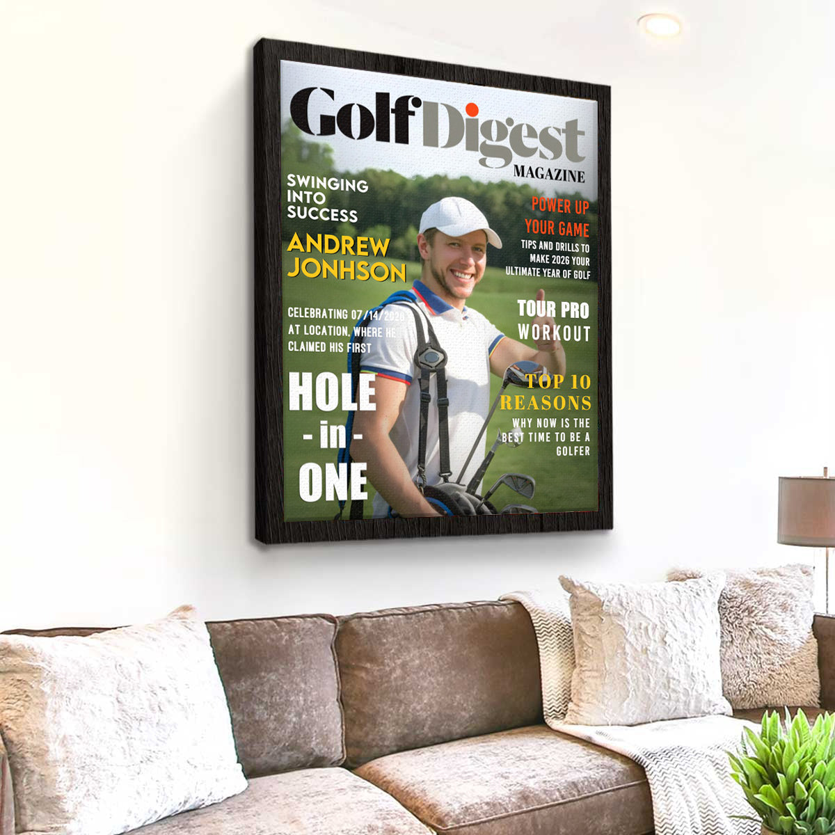 Golf Digest Magazine Personalized Canvas, Custom Golfer Magazines Photo, Unique Gift For Golfer, Golf Digest Gift