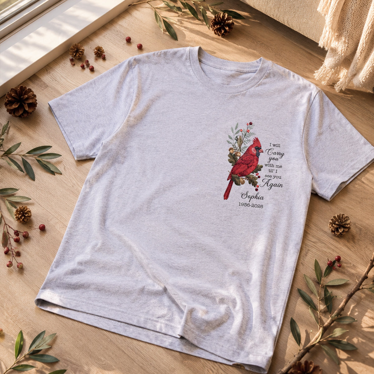 Sympathy Gift For Loss Of Loved One – Personalized Cardinal Memorial Shirt & Hoodie "Your Wings Were Ready, But Our Hearts Were Not"