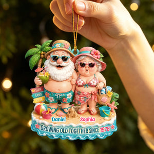 Growing Old Together Beach Sun Land Love Personalized Acrylic Ornament Gift For Couples