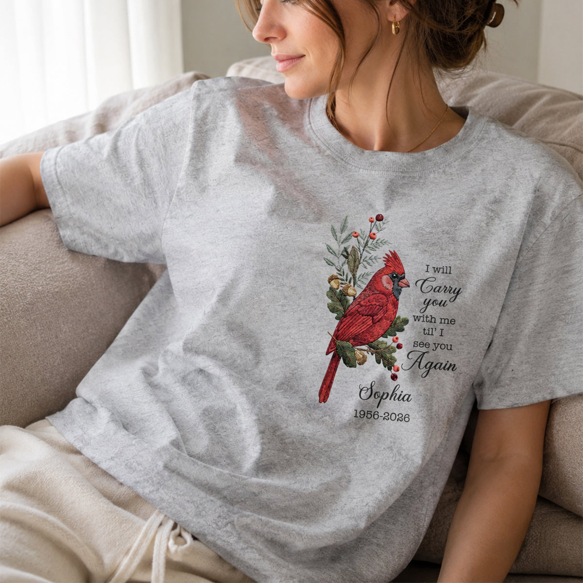 Sympathy Gift For Loss Of Loved One – Personalized Cardinal Memorial Shirt & Hoodie "Your Wings Were Ready, But Our Hearts Were Not"