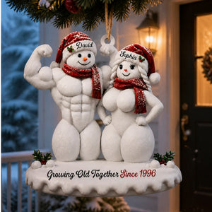Growing Old Together, Personalized Snowman Couples Ornament,Christmas Gift For Couples