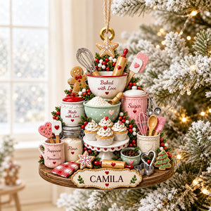 Baked With Love, Personalized Christmas Ornament, Gift For Baking Lovers