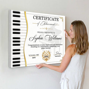 Piano Certificate Canvas, Custom Piano Achievement Gift, Piano Competition Award, Piano Lesson Graduation Certificate, Gift From Piano Teacher