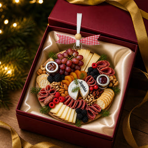 Personalized Christmas Charcuterie Board Ornament, Wine Ornament Hostess Gift, Cheese Lover,Custom Xmas Gift