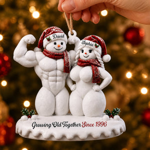 Growing Old Together, Personalized Snowman Couples Ornament,Christmas Gift For Couples