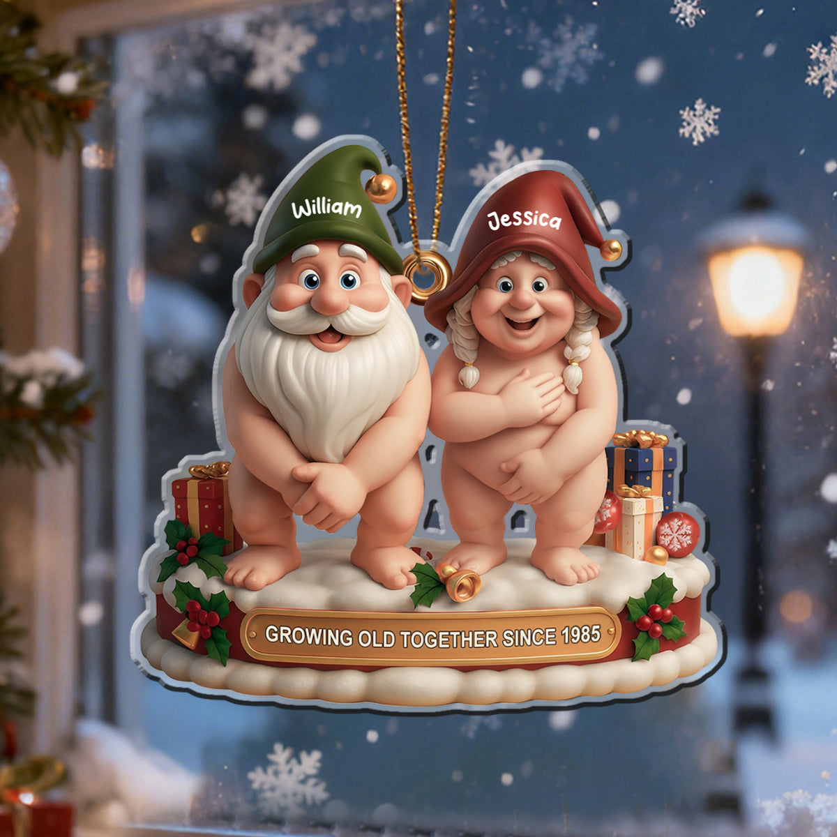 Growing Old Together Christmas Custom Acrylic Ornament,Personalized Gift For Couples and Family Members