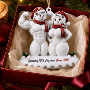 Growing Old Together, Personalized Snowman Couples Ornament,Christmas Gift For Couples