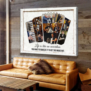 Accordion Player Gift,Personalized Accordion Music Photo Collage Canvas, Music Studio Decor Gifts for Accordionist