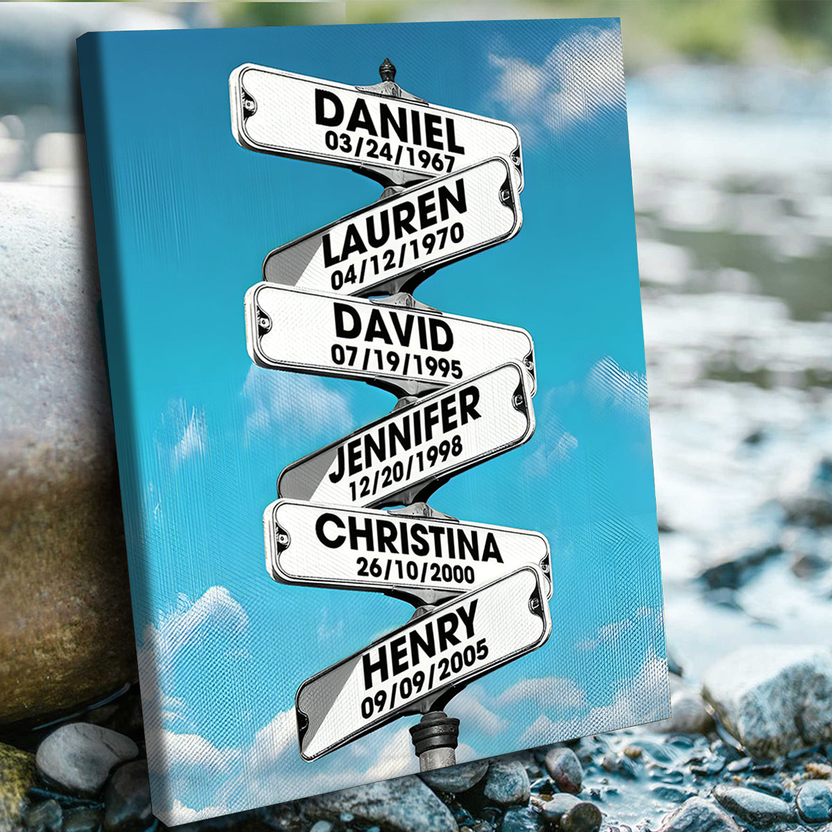 Father's Day Gift For Dad & Grandpa – Personalized Blended Family Names Street Sign Canvas Print