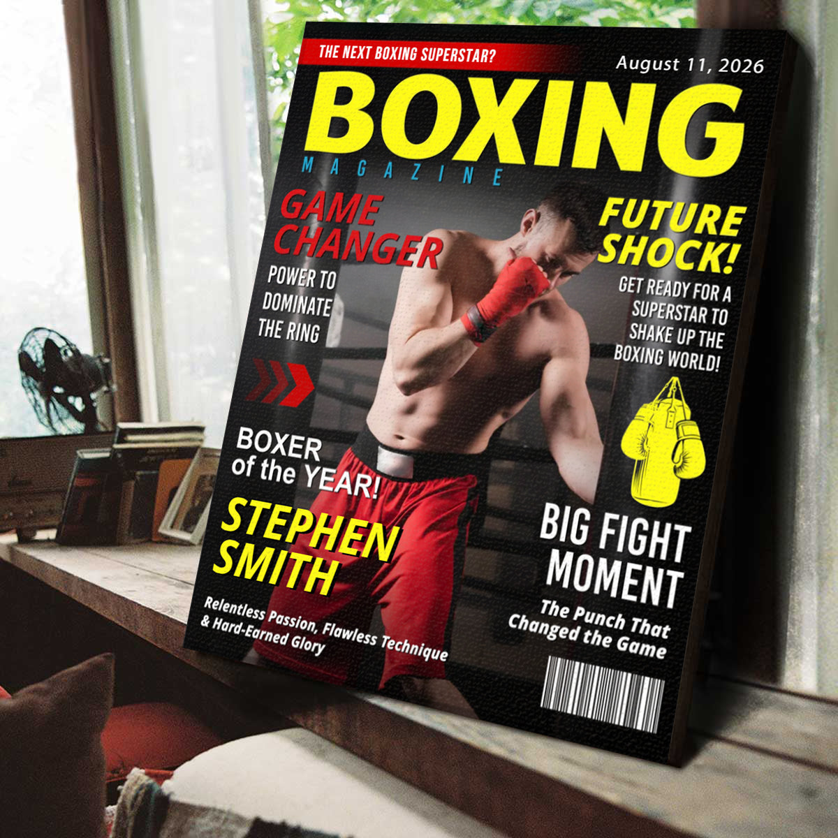 Personalized Boxing Gift For Men – Custom Magazine Cover Canvas For Boxing Lovers, Coaches & Retirement