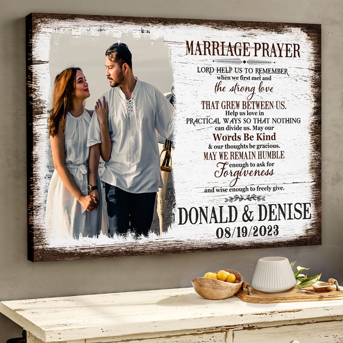 Personalized Canvas Prints, Custom Photo, Gift For Wedding Shower Marriage Prayer Canvas