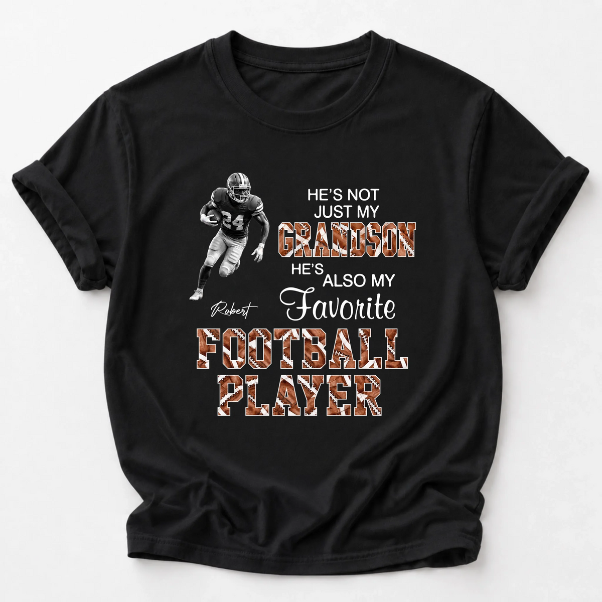 Personalized "Favorite Football Player" T-Shirt – Custom Photo Gift For Grandson & Football Fans