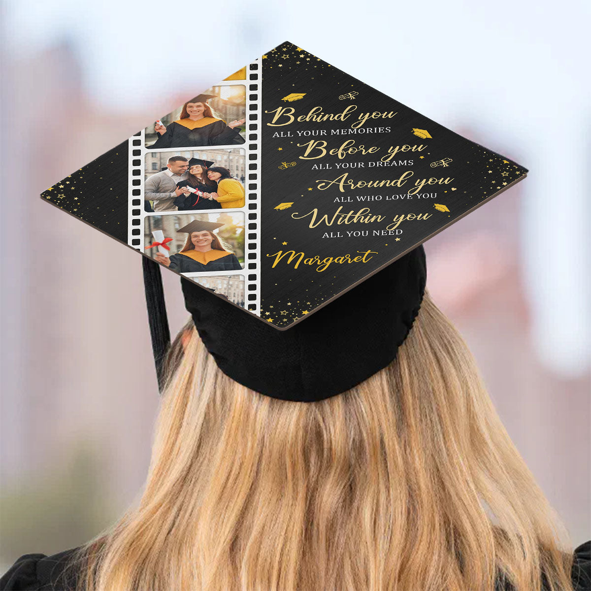 Behind You All Your Memories - Personalized Photo Graduation Cap Topper