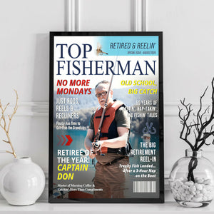 Custom Retirement Fishing Magazine Cover, Fishing Gifts for Retired Men, Fishing Dad Gift, Grandpa Gift, Personalized Fisherman Gift