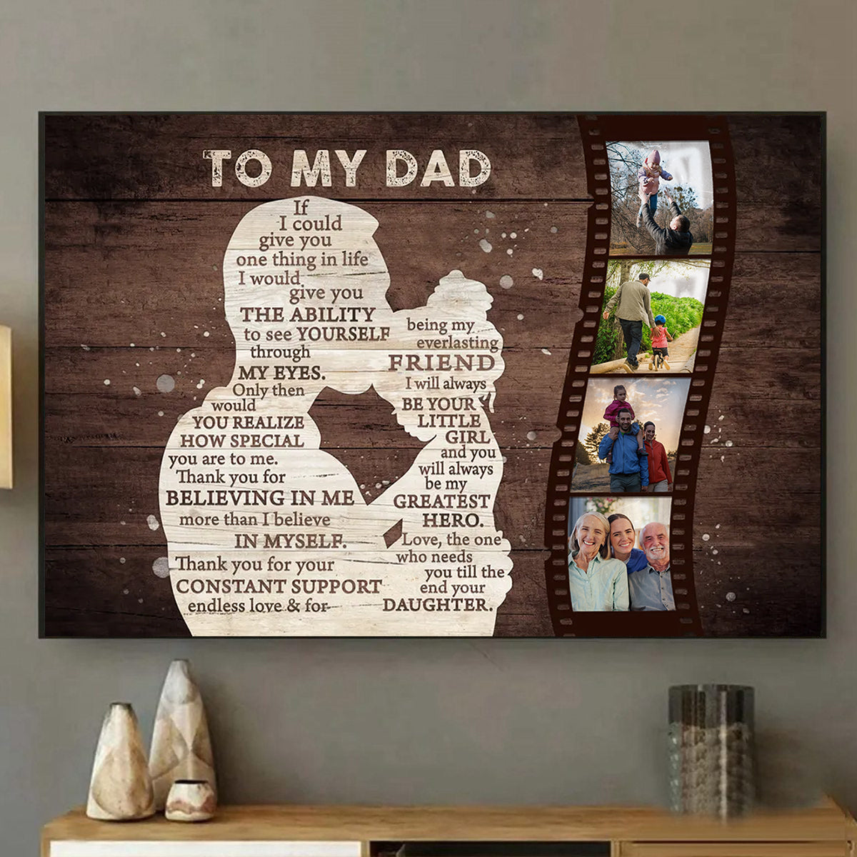 To My Dad Personalized Photo Gift To Father From Daughter Personalized Canvas Poster