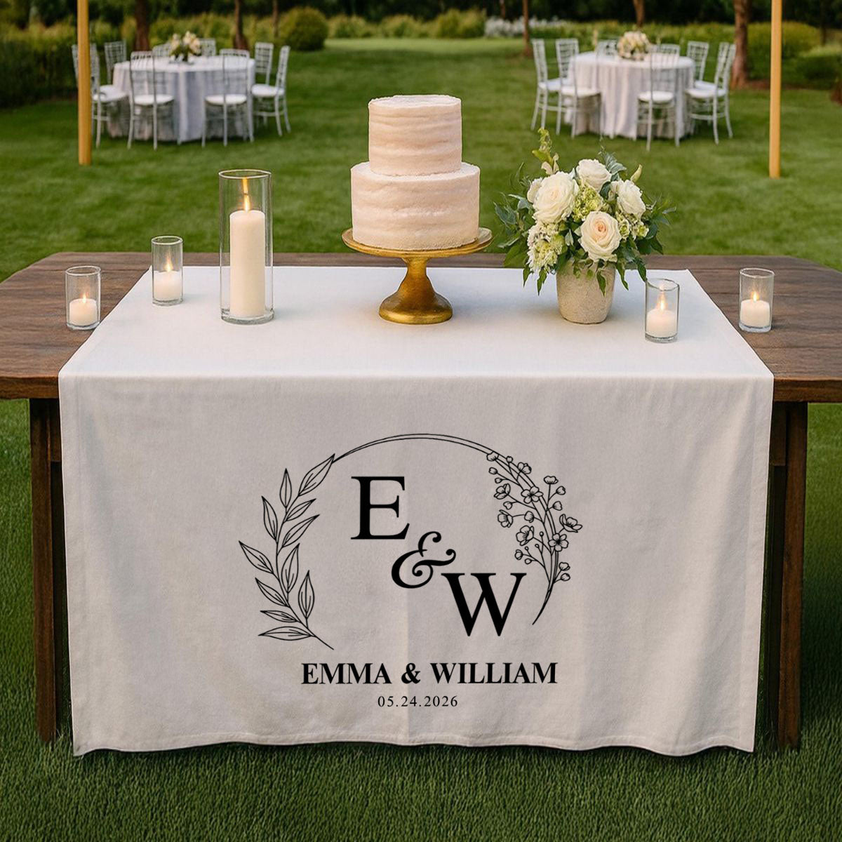 Personalized Wedding Table Runner, Custom Wedding Banner with Initials, Sweetheart Table Decor