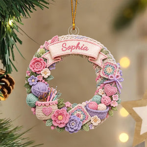 "Stitch Made With Love" – Personalized Acrylic Hanging Ornament | Gift For Crochet Lovers