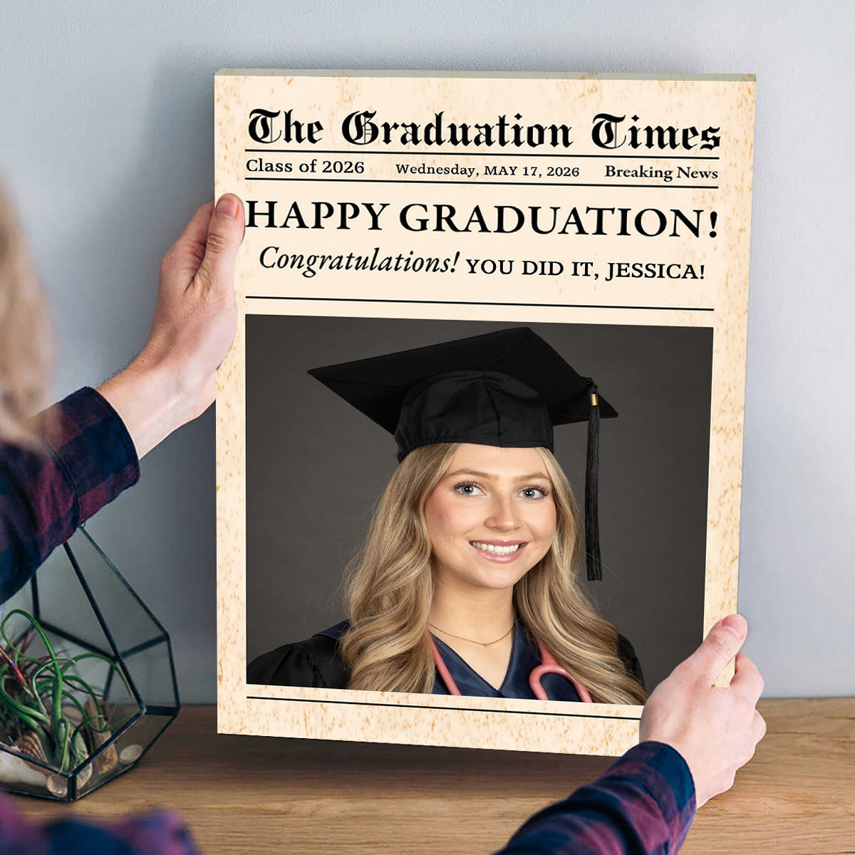 Graduation 2026 - Personalized Graduation Newspaper Cover Canvas for Him or Her