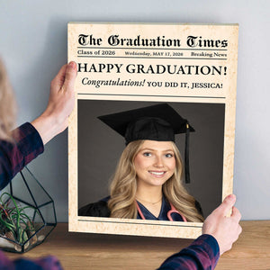 Graduation 2026 - Personalized Graduation Newspaper Cover Canvas for Him or Her