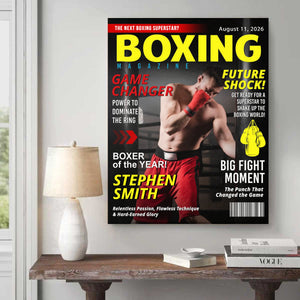 Personalized Boxing Gift For Men – Custom Magazine Cover Canvas For Boxing Lovers, Coaches & Retirement
