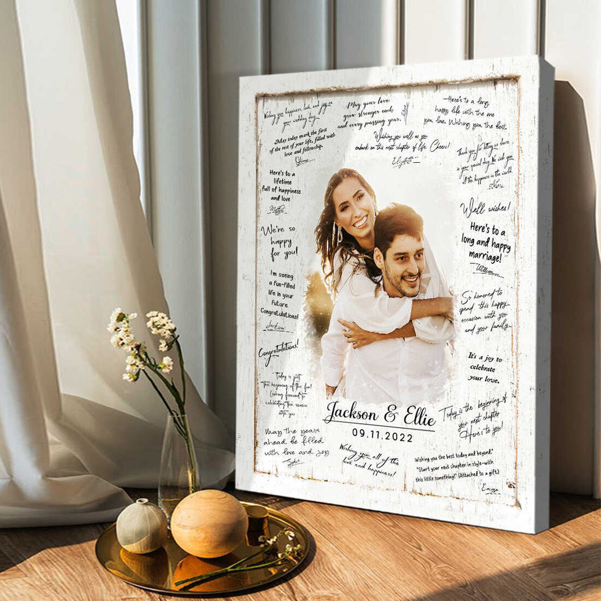 Personalized Wedding Guest Book Canvas Poster, Watercolor Portrait From Photo, Custom Painting Portrait