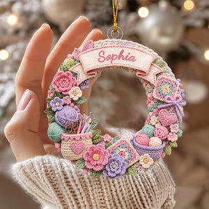 "Stitch Made With Love" – Personalized Acrylic Hanging Ornament | Gift For Crochet Lovers