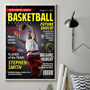 Custom Basketball Magazine Cover, Gift For Basketball Player, Graduation Gift For Basketball Player, Personalized Basketball Gifts