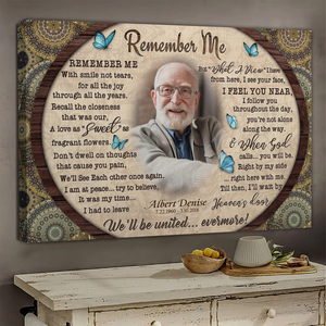 Personalized Canvas Prints, Custom Photo, Loss Of Mom, Loss Of Dad, Mandala Pattern Remember Me Canvas