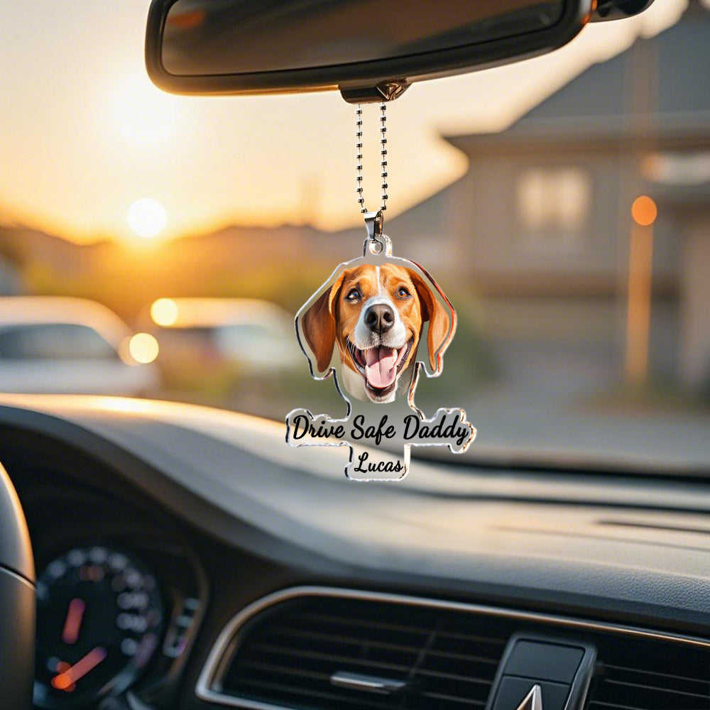 Hanging Dog Photo Personalized Acrylic Car Ornament Gift For Pet Lovers