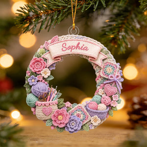 "Stitch Made With Love" – Personalized Acrylic Hanging Ornament | Gift For Crochet Lovers