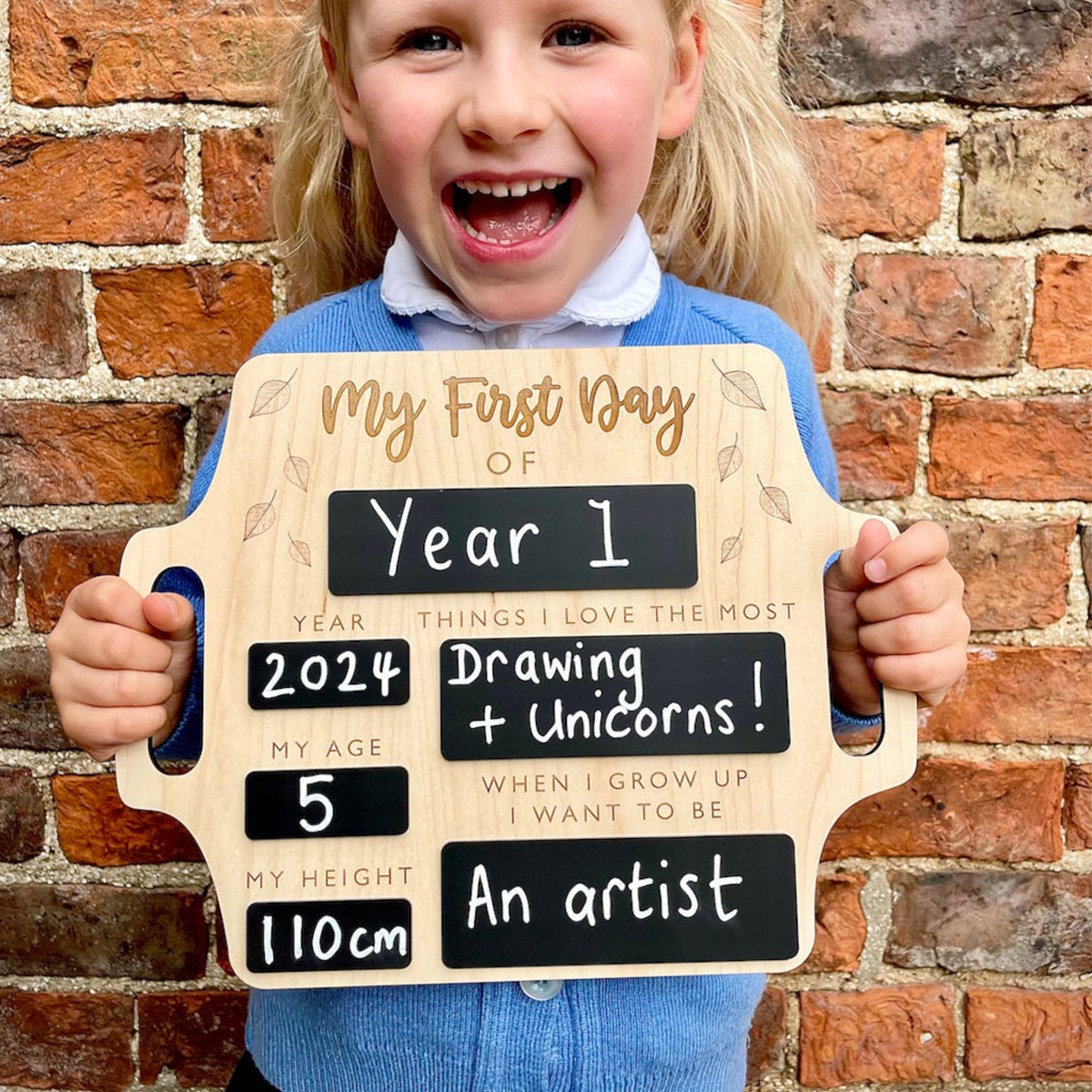 Personalized First Day of School Sign with handle -  Reusable Memory Photo Board | Back To School | Starting School Nursery Preschool