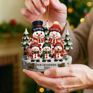 Custom Snowman Acrylic Ornament - Personalized Christmas Birthday Gifts For Grandpa, Grandma