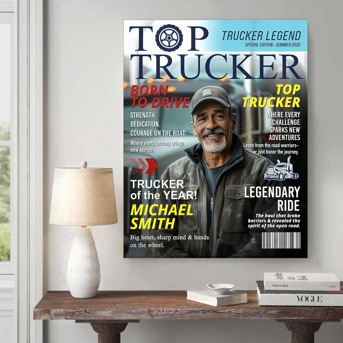 Personalized Trucker Magazine Cover, Custom Trucker Gift, Unique Trucker Retirement or Birthday Gift, Truck Lover Gift