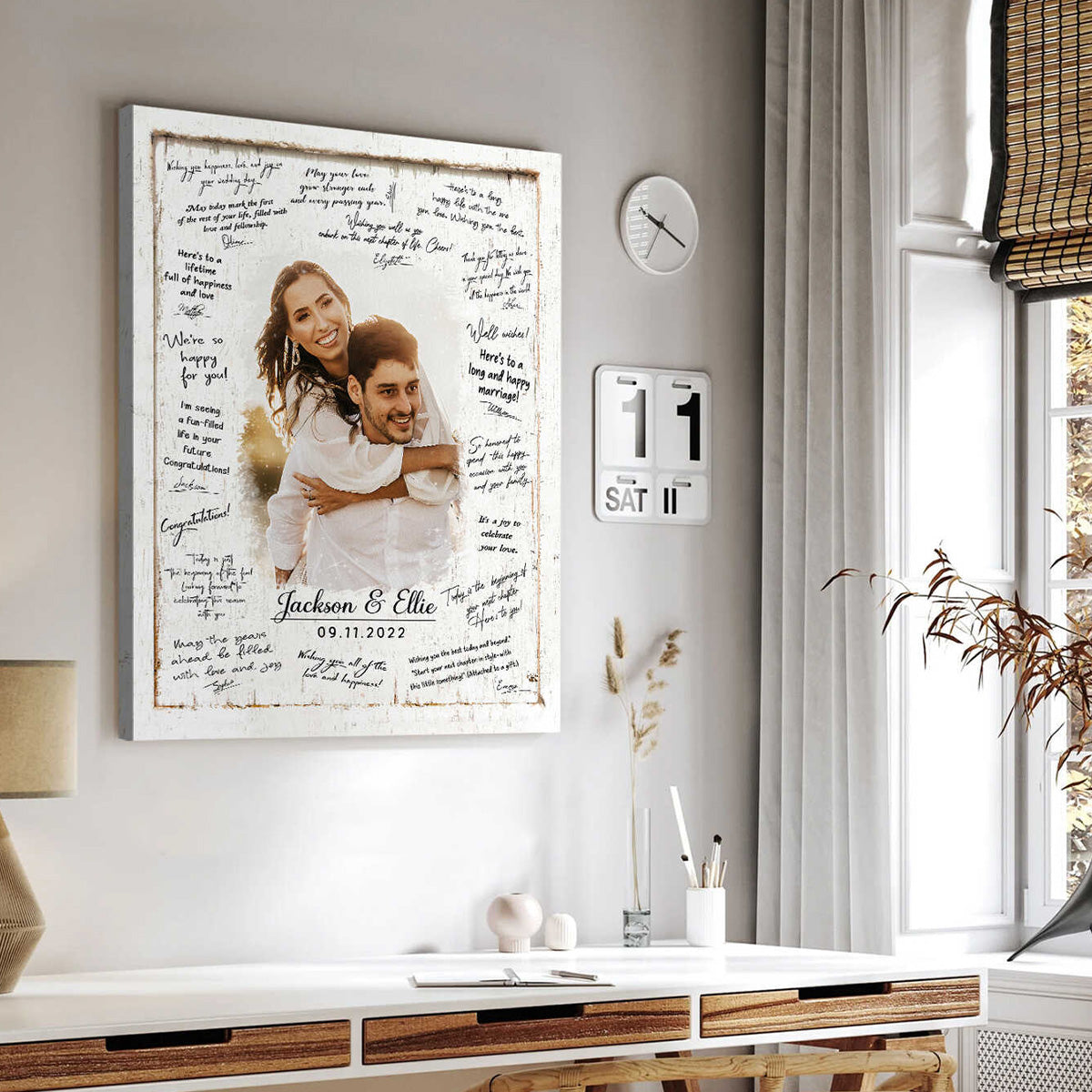 Personalized Wedding Guest Book Canvas Poster, Watercolor Portrait From Photo, Custom Painting Portrait