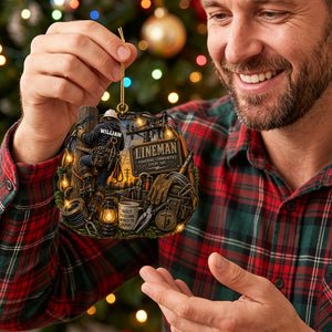 Powering Communities Every Day On Personalized Lineman Ornament Decoration For Electrician