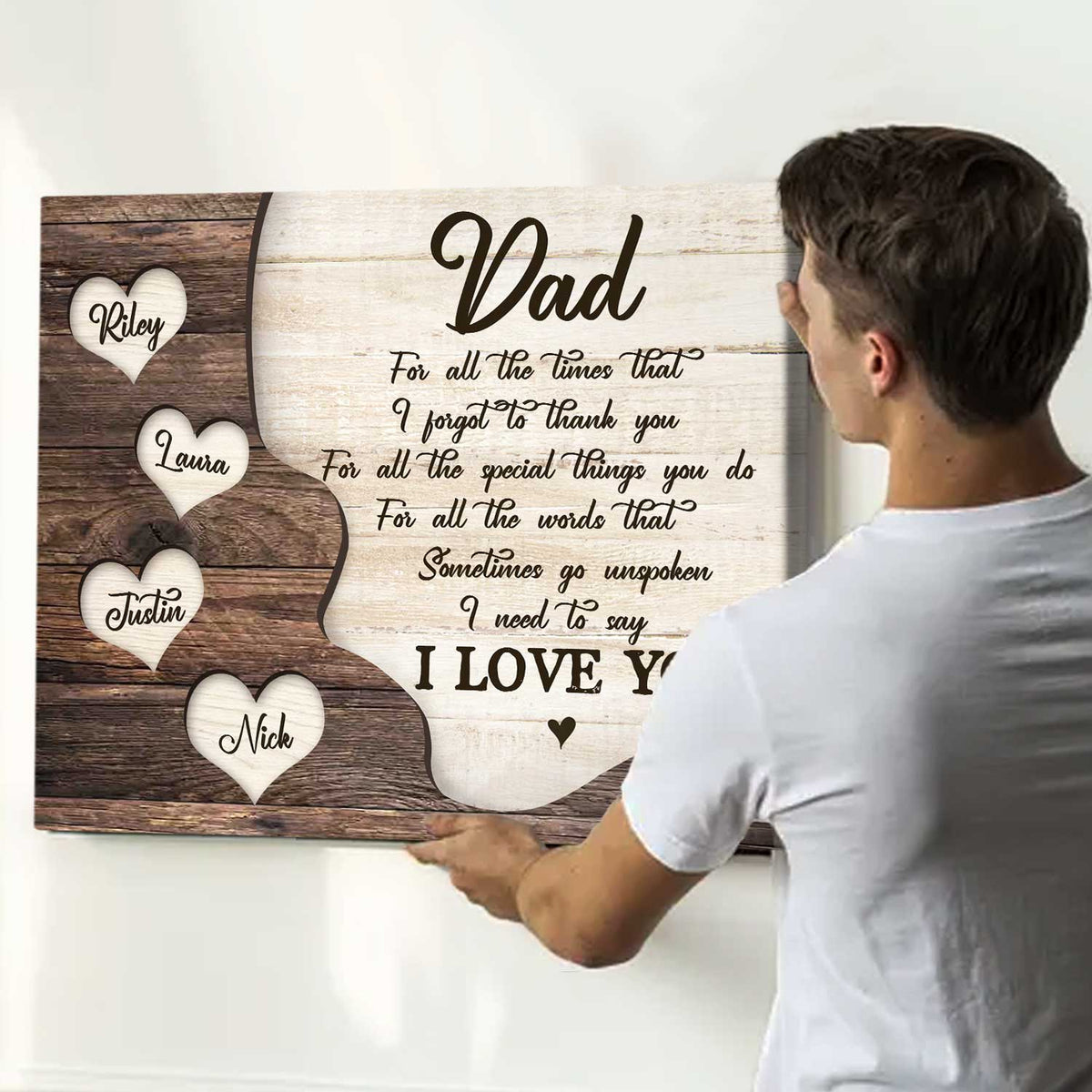 Thank You Dad Gift with Kids Names, Father's Day Personalized Canvas Poster