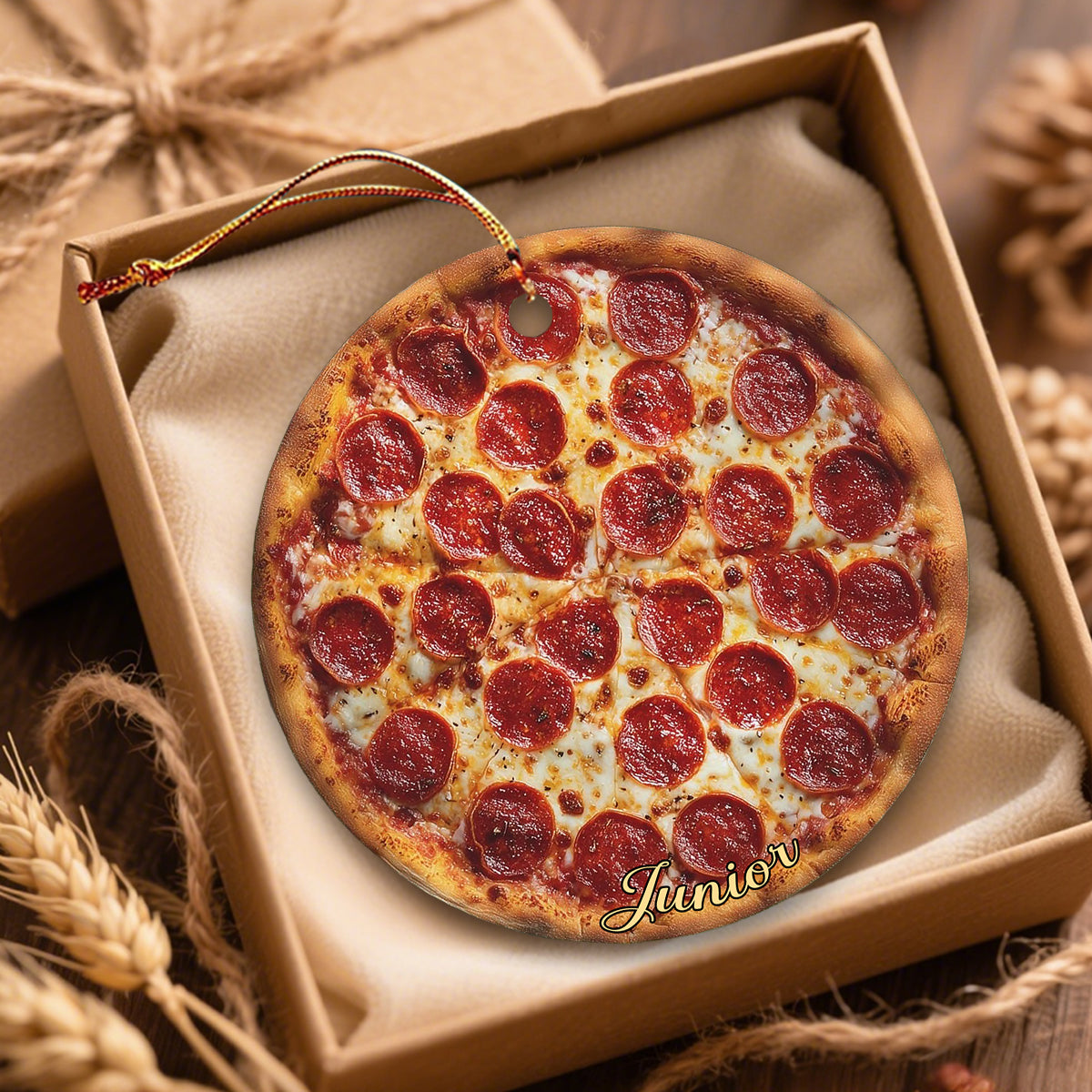 Personalized Funny Pizza Christmas Ornament – Stocking Stuffer For Pizza Lovers & Kitchen Decor