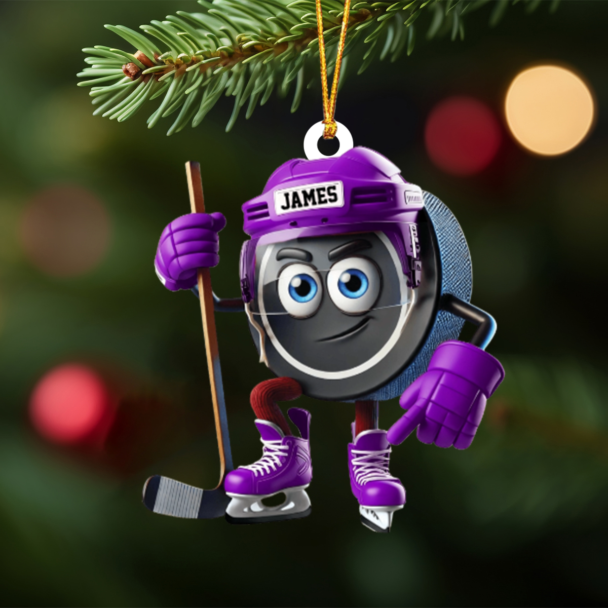 Ice Hockey Custom Color And Name - Personalized Ornament Christmas Gift