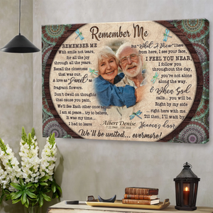Personalized Canvas Prints, Custom Photo, Loss Of Mom, Loss Of Dad, Mandala Pattern Remember Me Canvas