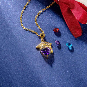 Engraved Name Personalized Bachelor Hat Heart Shaped Birthstone Graduation Necklace