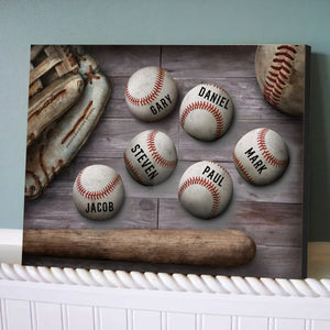 Personalized Baseball Father’s Day, Custom Daddy’s Team Baseball Canvas Print, Baseball Gifts For Dad