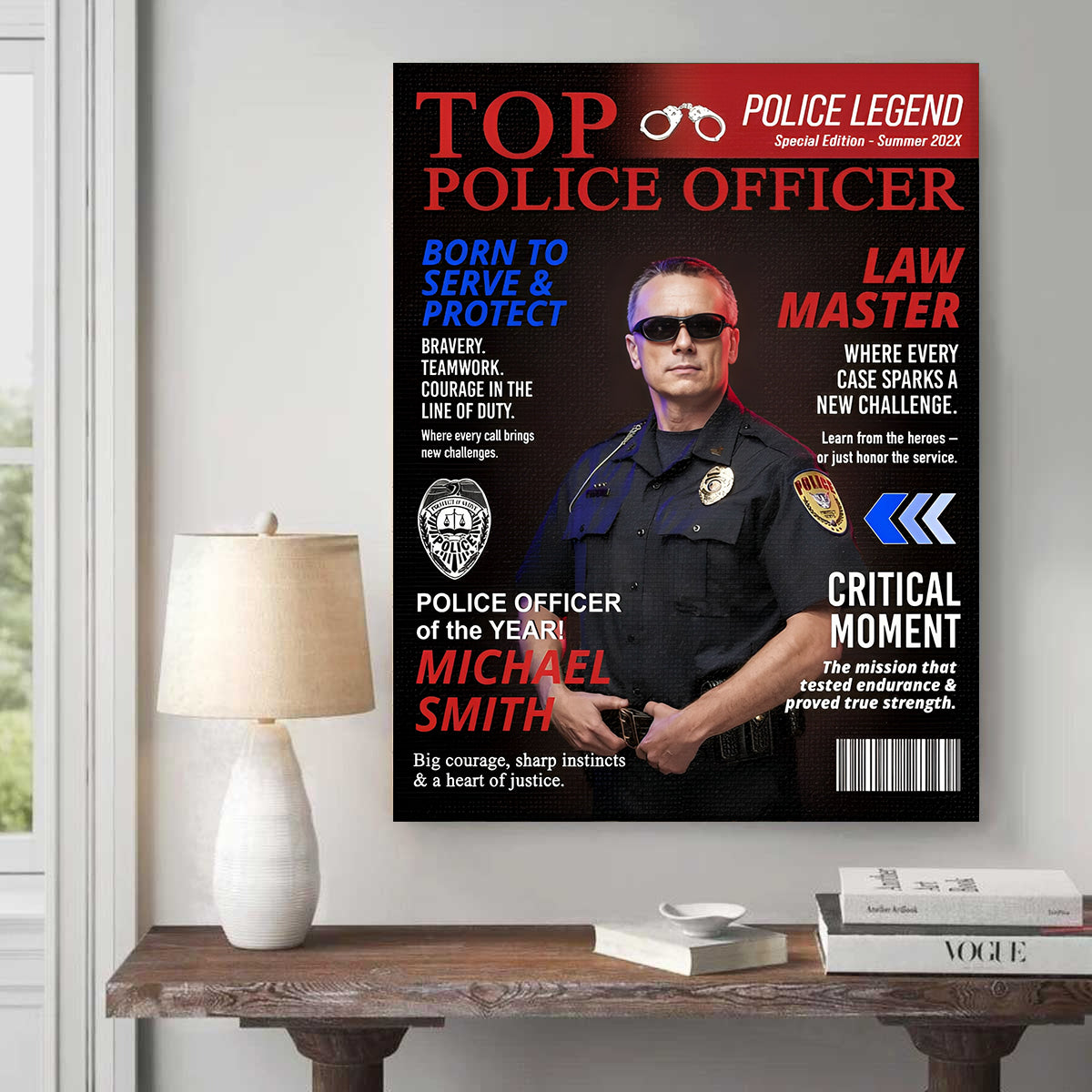 Personalized Police Officer Magazine Cover, Police Appreciation Gift, Unique Cop Gift Idea, Police Officer Gifts, Custom Police Retirement or Promotion Gift