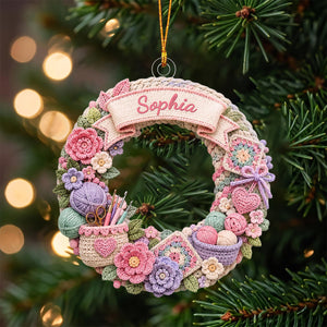 "Stitch Made With Love" – Personalized Acrylic Hanging Ornament | Gift For Crochet Lovers