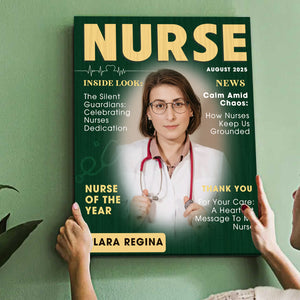 Personalized Nurse Magazine Cover Canvas, Nurse Appreciation Gifts, Nurses Week Gifts, RN Retirement Gifts