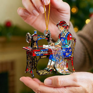 Stained Glass Effect Custom Tailor Acrylic Christmas Ornament, Seamstress Gift