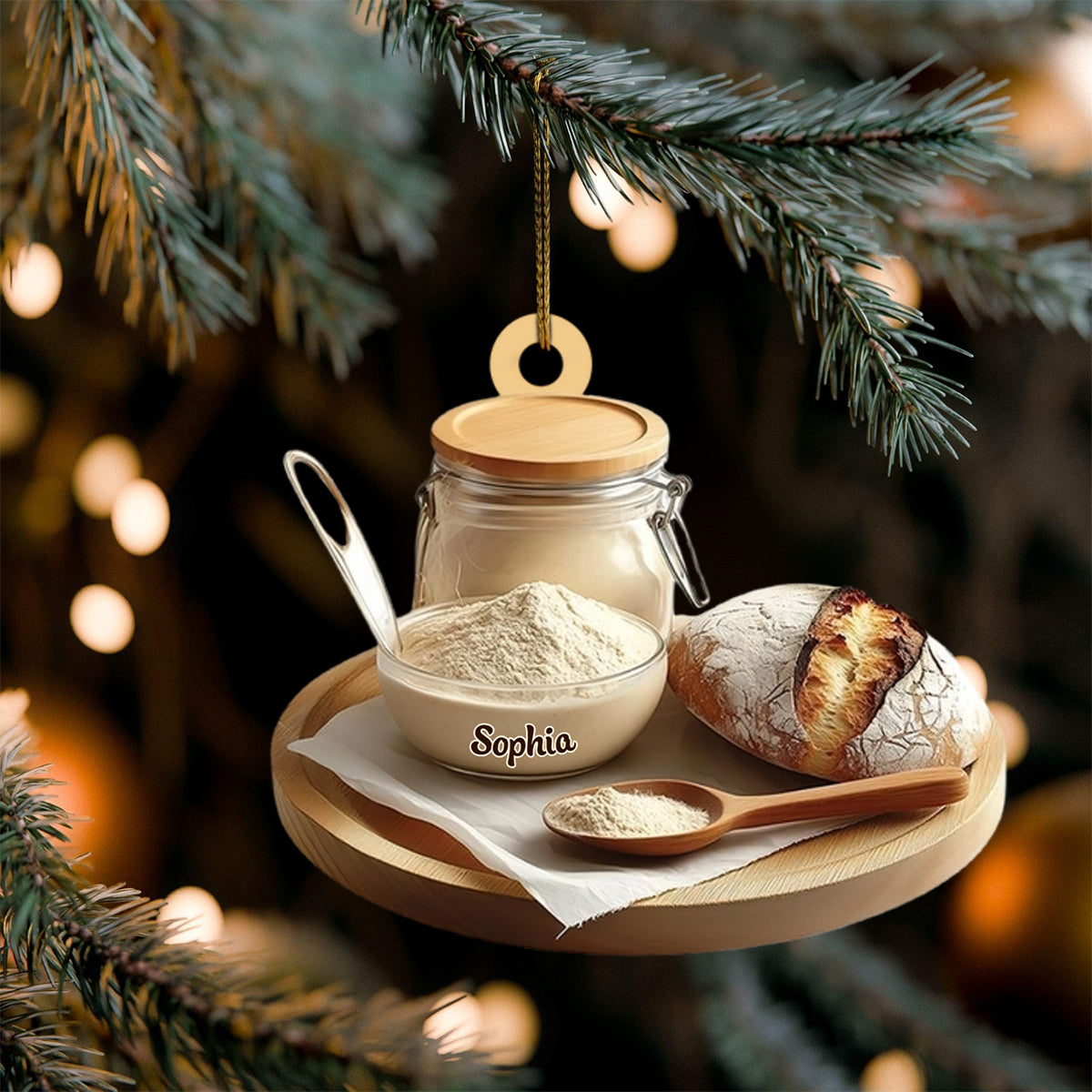 Personalized Sourdough Starter Jar Christmas Ornament, Sourdough Bread Ornament, Sourdough Ornament Gift, Baking Lovers Gift