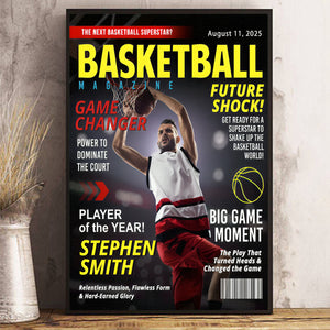 Custom Basketball Magazine Cover, Gift For Basketball Player, Graduation Gift For Basketball Player, Personalized Basketball Gifts
