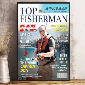 Custom Retirement Fishing Magazine Cover, Fishing Gifts for Retired Men, Fishing Dad Gift, Grandpa Gift, Personalized Fisherman Gift